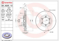 Brzdový kotouč BREMBO 09.A305.10 Brzdový kotouč BREMBO 09.A305.10