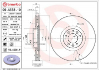 Brzdový kotouč BREMBO 09.A558.11 - CITROËN, PEUGEOT