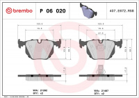 Sada brzdových destiček BREMBO P06020 - BMW