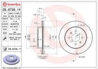 Brzdový kotouč BREMBO 09.9728.14 - OPEL, SUBARU