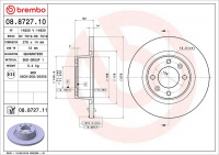 Brzdový kotouč BREMBO 08.8727.10 - CITROËN