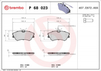 Sada brzdových destiček BREMBO P68023 - RENAULT Sada brzdových destiček BREMBO P68023 - RENAULT