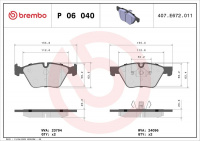 Sada brzdových destiček BREMBO P06040