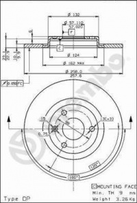 Brzdový kotouč BREMBO 08.5265.10 - CITROËN Brzdový kotouč BREMBO 08.5265.10 - CITROËN