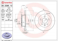 Brzdový kotouč BREMBO 08.5396.10 - VW Brzdový kotouč BREMBO 08.5396.10 - VW