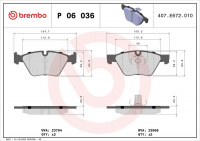Sada brzdových destiček BREMBO P06036 - BMW