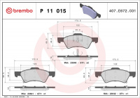 Sada brzdových destiček BREMBO P11015 - CHRYSLER, DODGE