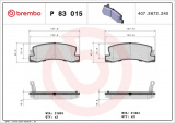 Sada brzdových destiček BREMBO P83015 - TOYOTA