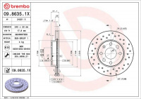 Brzdový kotouč BREMBO 09.8635.1X Brzdový kotouč BREMBO 09.8635.1X