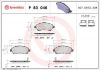 Sada brzdových destiček BREMBO P83046 - TOYOTA