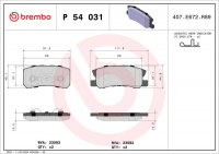 Sada brzdových destiček BREMBO P54031 - MITSUBISHI