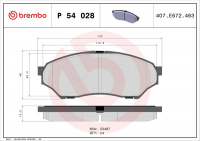 Sada brzdových destiček BREMBO P54028 - MITSUBISHI Sada brzdových destiček BREMBO P54028 - MITSUBISHI