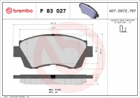 Sada brzdových destiček BREMBO P83027 - TOYOTA Sada brzdových destiček BREMBO P83027 - TOYOTA