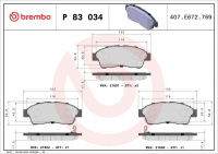 Sada brzdových destiček BREMBO P83034 - TOYOTA