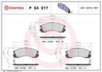 Sada brzdových destiček BREMBO P54017 - MITSUBISHI