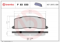 Sada brzdových destiček BREMBO P83030 - TOYOTA Sada brzdových destiček BREMBO P83030 - TOYOTA
