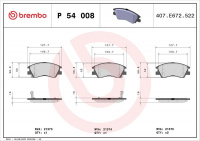 Sada brzdových destiček BREMBO P54008 - MITSUBISHI
