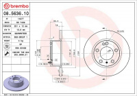 Brzdový kotouč BREMBO 08.5636.10 - CITROËN