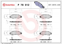 Sada brzdových destiček BREMBO P78012 - SUBARU, SUZUKI