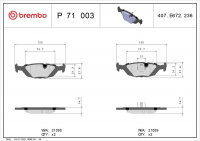 Sada brzdových destiček BREMBO P71003 - SAAB, VOLVO Sada brzdových destiček BREMBO P71003 - SAAB, VOLVO