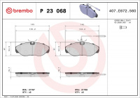 Sada brzdových destiček BREMBO P23068 - CITROËN, FIAT, PEUGEOT