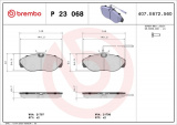 Sada brzdových destiček BREMBO P23068 - CITROËN, FIAT, PEUGEOT