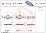 Sada brzdových destiček BREMBO P83053 - TOYOTA