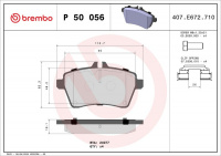 Sada brzdových destiček BREMBO P50056 - MERCEDES-BENZ Sada brzdových destiček BREMBO P50056 - MERCEDES-BENZ