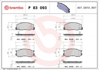 Sada brzdových destiček BREMBO P83093 - TOYOTA Sada brzdových destiček BREMBO P83093 - TOYOTA