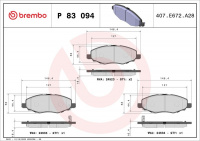 Sada brzdových destiček BREMBO P83094 - TOYOTA