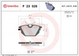 Sada brzdových destiček BREMBO P23026 - ALFA ROMEO, FIAT, LANCIA