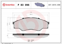 Sada brzdových destiček BREMBO P83096 - TOYOTA Sada brzdových destiček BREMBO P83096 - TOYOTA