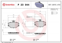 Sada brzdových destiček BREMBO P23044 - FIAT