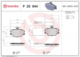 Sada brzdových destiček BREMBO P23044 - FIAT
