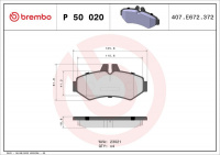 Sada brzdových destiček BREMBO P50020 - MERCEDES-BENZ