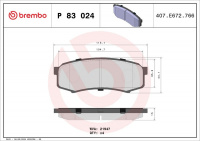 Sada brzdových destiček BREMBO P83024 - TOYOTA