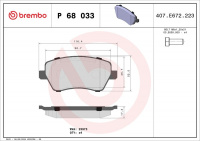 Sada brzdových destiček BREMBO P68033 - NISSAN, RENAULT