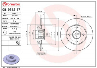 Brzdový kotouč BREMBO 08.9512.17 - CITROËN, PEUGEOT