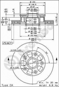 Brzdový kotouč BREMBO 09.6851.20 - MAZDA