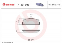Sada brzdových destiček BREMBO P23003 - FIAT