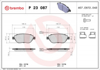 Sada brzdových destiček BREMBO P23087 - FIAT-přední Sada brzdových destiček BREMBO P23087 - FIAT-přední