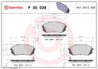 Sada brzdových destiček BREMBO P30039