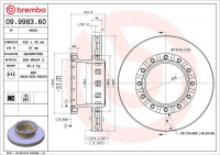 Brzdový kotouč BREMBO 09.9983.60 - IVECO