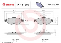 Sada brzdových destiček BREMBO P11016 - CHRYSLER, DODGE