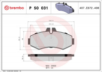 Sada brzdových destiček BREMBO P50031 - MERCEDES-BENZ