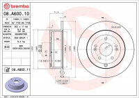 Brzdový kotouč BREMBO 08.A600.10 Brzdový kotouč BREMBO 08.A600.10