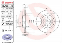 Brzdový kotouč BREMBO 08.A224.10 - FIAT Brzdový kotouč BREMBO 08.A224.10 - FIAT