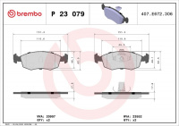 Sada brzdových destiček BREMBO P23079 - FIAT Sada brzdových destiček BREMBO P23079 - FIAT