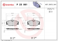 Sada brzdových destiček BREMBO P23061 - CITROËN, FIAT, PEUGEOT