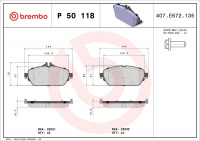 Sada brzdových destiček BREMBO P50118 - MERCEDES-BENZ